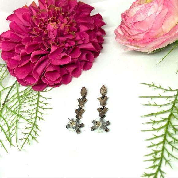 VINTAGE⚜️Marquise Bow Pink Crystal Pavé Droplet Earrings - Picture 5 of 7